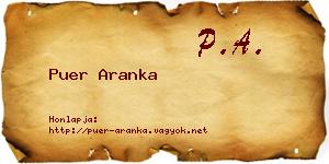 Puer Aranka névjegykártya
